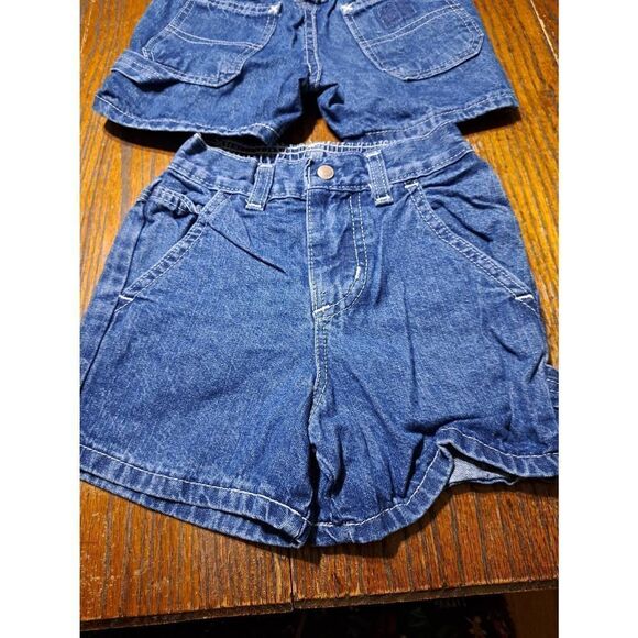 New 3T Two Pairs Faded Glory Cotton Denim Blue Jean Shorts Pockets Belt Loops - Picture 2 of 5